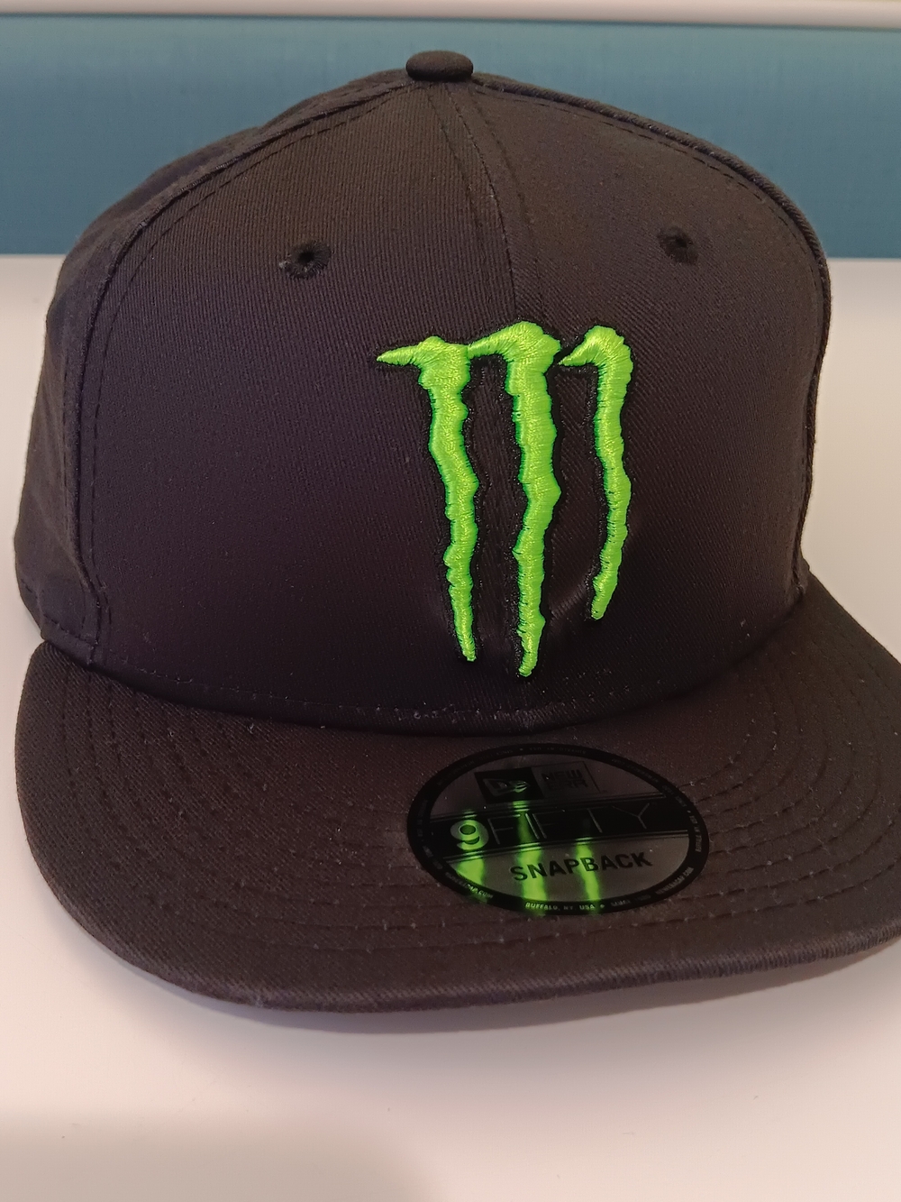 New Era Black Snapback Hat with Neon Green Logo